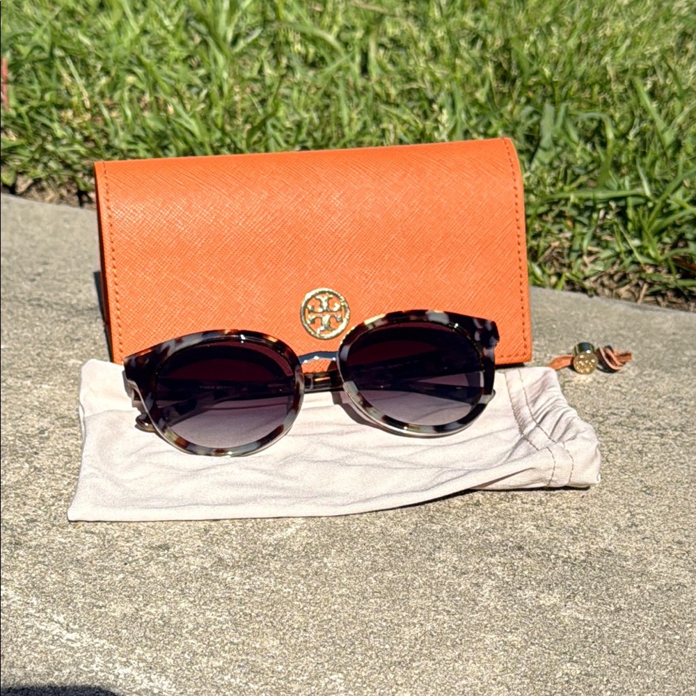 Tory Burch Blue and Brown Tortoise Shell Sunglasses